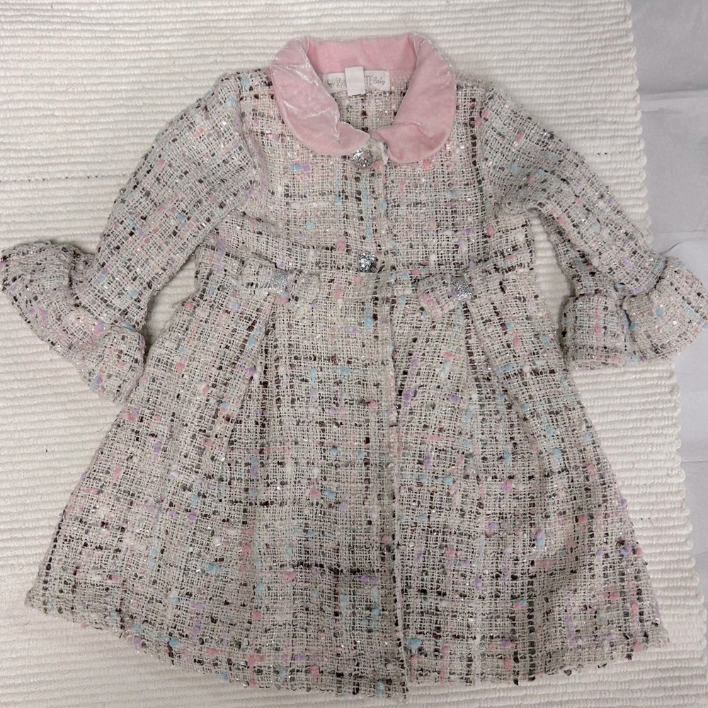 Nannette Baby girl Coat 6-9 months EUC Pink White Silver